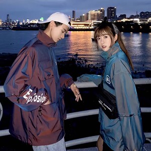 709-JK93-P85 春秋原创小众工装渐变色休闲百搭夹克外套情侣图片