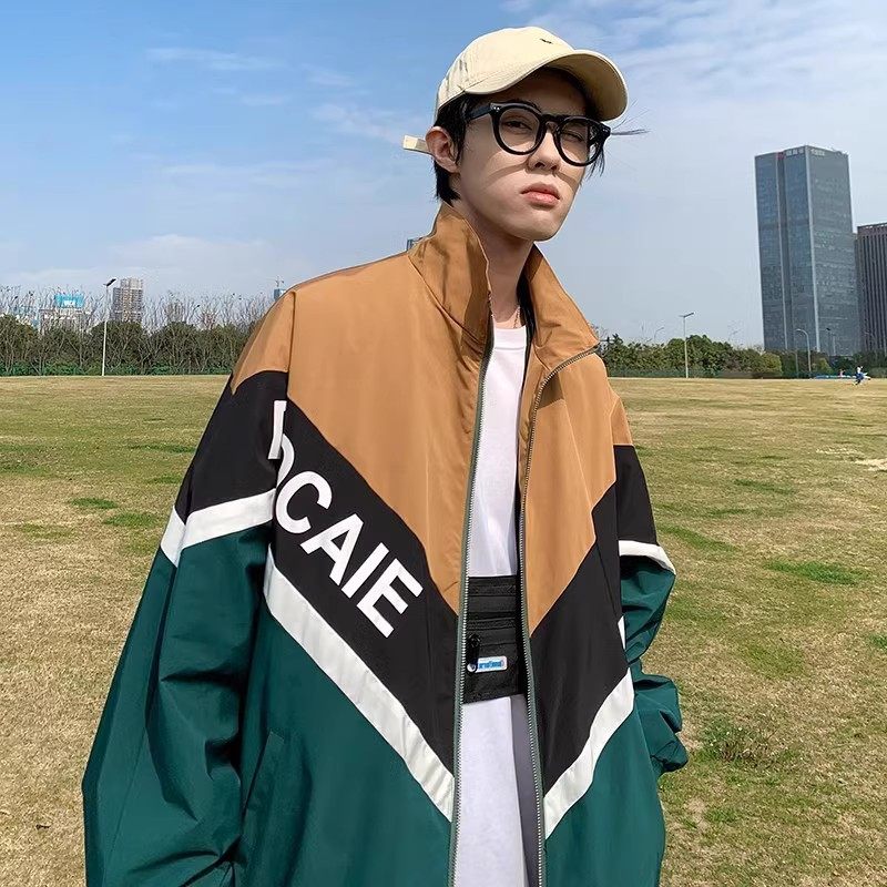 709-JK203-P65港风长袖拼色夹克开衫外套学生百搭运动服潮单人，男装夹克，星座709