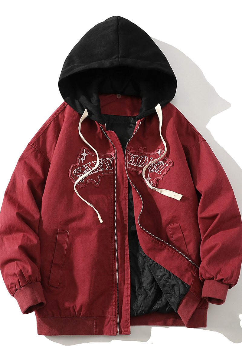 709-MY1610-P145 美式水洗做旧棒球服夹克加厚棉衣刺绣英文情侣图片