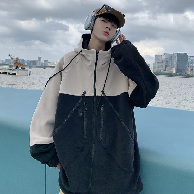 709-W801-P110 奥粒绒多拉链加厚加绒溜肩撞色外套 单人图图片