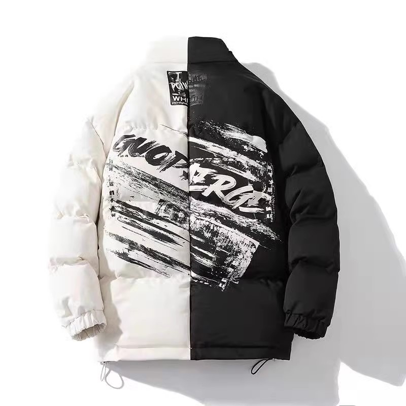 709-MY905-P100冬季港风白底加厚拼色工装棉服潮流百搭外套,男装棉衣,星座709