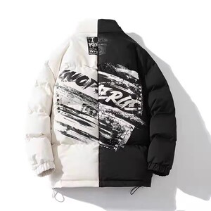 709-MY905-P100 冬季港风白底加厚拼色工装棉服潮流百搭外套图片