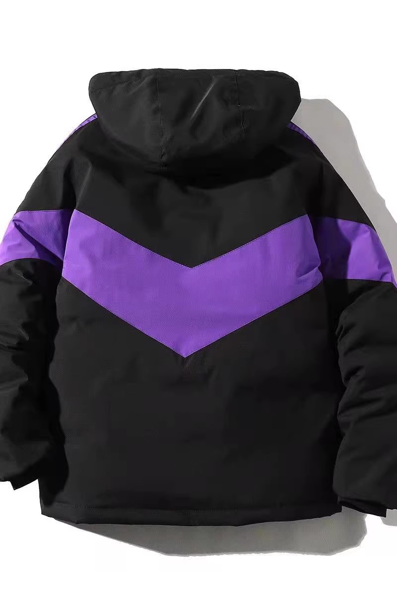 709-MY10-P115冬季白底潮流加厚工装拼色连帽棉服外套男，男装棉衣，星座709