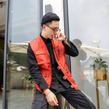 709-MJ03-P70春秋港风单人工装马甲背心街头潮牌牛仔外套男，男装工装外套，星座709