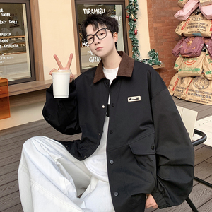 709-JK12-P100 春季上新男日系复古休闲翻领夹克百搭情侣外套男图片