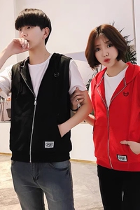 709-W16-P35  春季情侣马甲背心外套 连帽修身男女学生班服大码图片