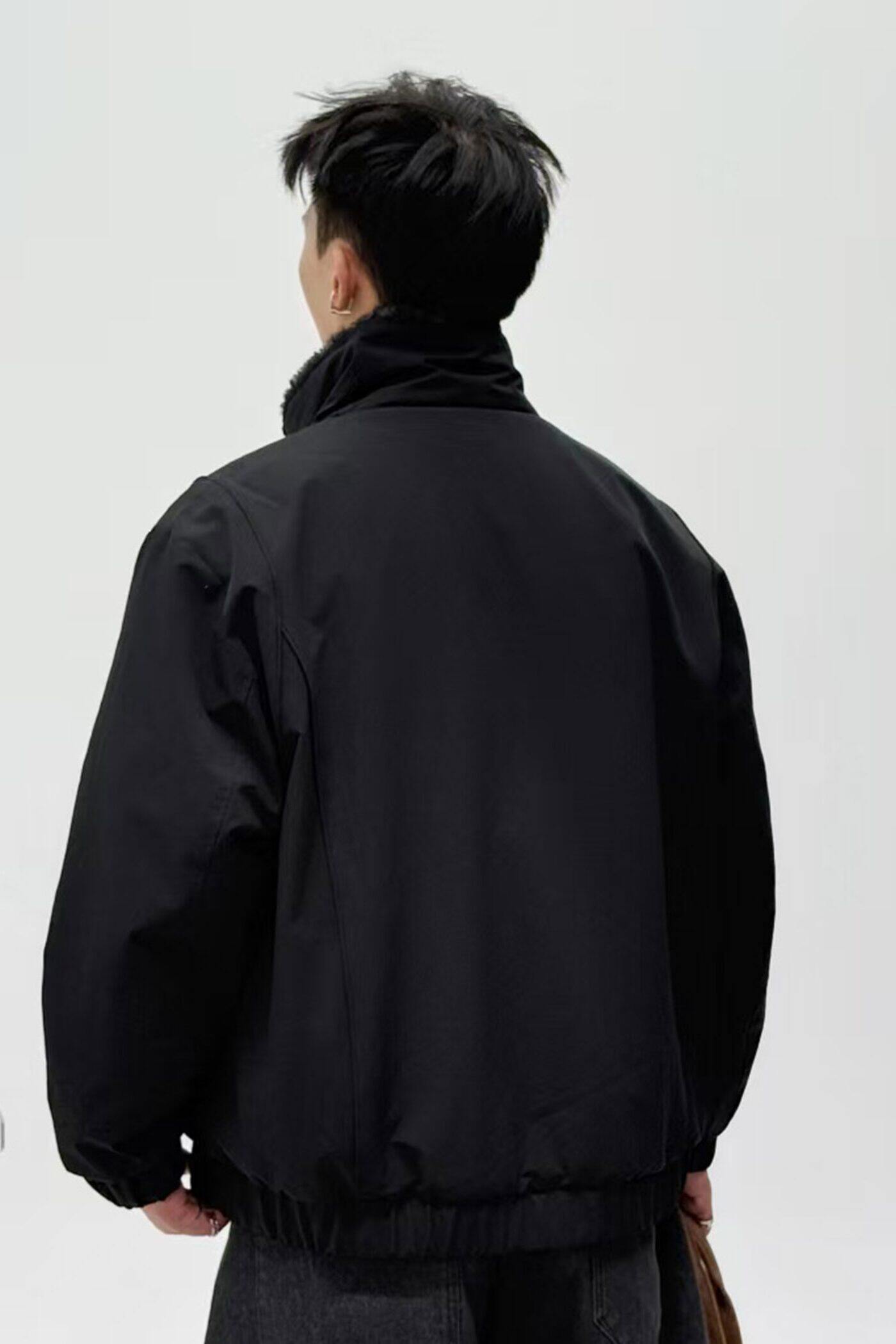 709-MY1828-P165冬季新款单人美式极简风两面穿毛呢保暖外套,男装棉衣,星座709