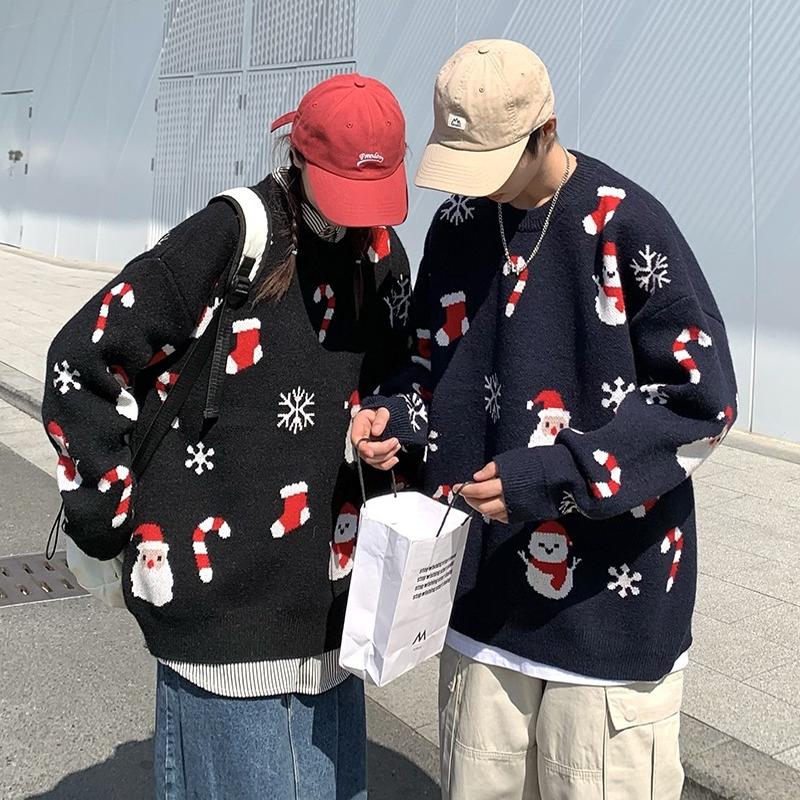 709-MY51-P90春秋毛衣圣诞老人针织套头圆领大码卫衣情侣,男装针织衫/毛衣,星座709