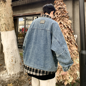 709-JK05-P125 秋季上新男全棉水洗牛仔翻领假两件夹克情侣外套图片