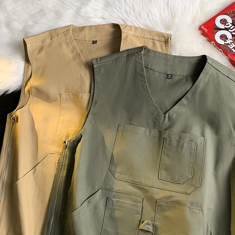 709-MJ20-P60春秋复古简约v领机能潮流工装百搭日系马甲平铺,男装工装外套,星座709