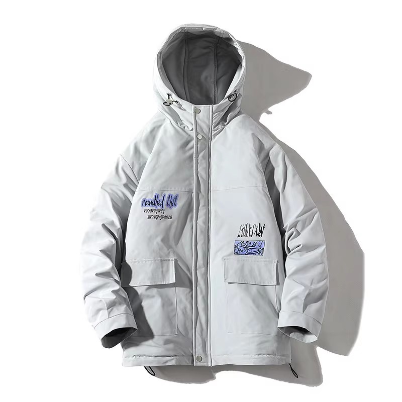 709-MY608-P80冬季白底港风冬季加厚连帽印花百搭棉衣外套男，男装棉衣，星座709