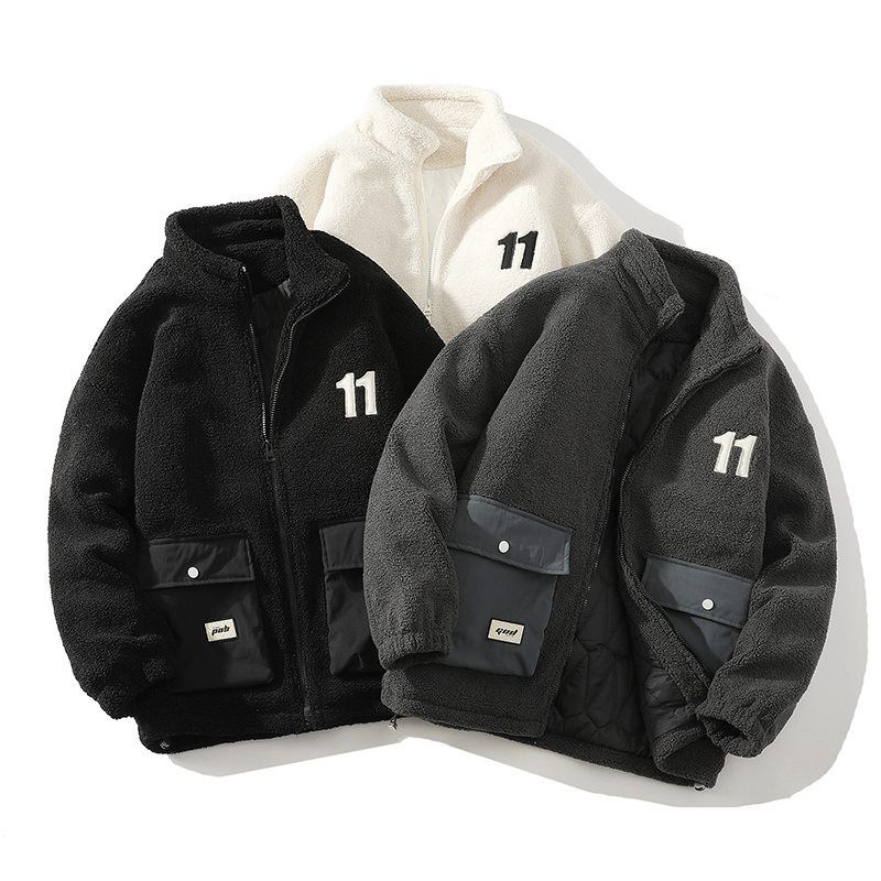 709-MY1622-P135冬季羊羔毛立领刺绣大口袋加厚棉衣外套情侣，男装棉衣，星座709