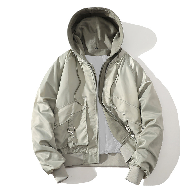 709-JK911-P130情侣美式棒球服假两件飞行员夹克休闲外套连帽,男装夹克,星座709