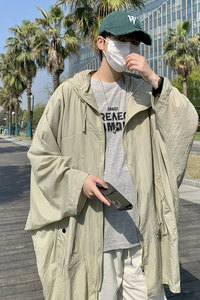 709-F195-P70 单人 夏季蝙蝠袖连帽纯色日系小众防晒衣户外速干图片