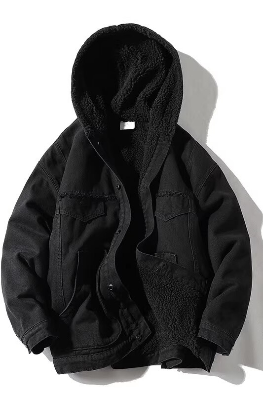 709-MY609-P110冬季白底加厚羊羔毛连帽百搭牛仔棉衣外套，男装棉衣，星座709