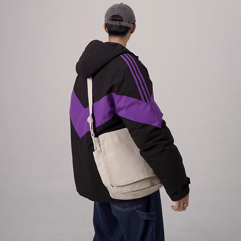 709-MY10-P115 冬季单人潮流加厚工装拼色连帽棉服外套男图片