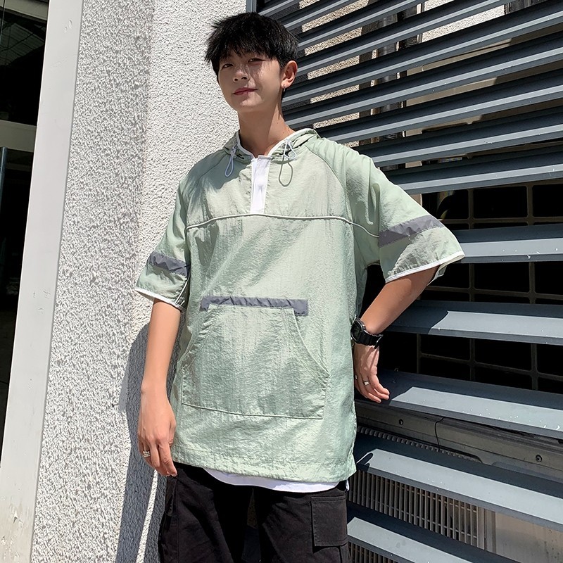 709-T011-P4523夏白底情侣短袖衬衫连帽青少年速干套头T恤男大码,男装T恤,星座709