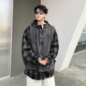 709-jk20-P160 单人 春季潮牌真两件牛仔马甲图片