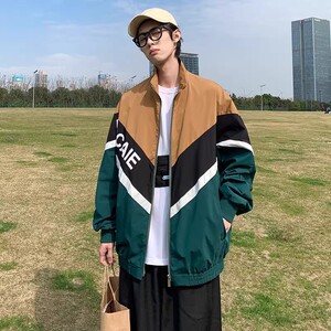 709-JK203-P65 港风长袖拼色夹克开衫外套学生百搭运动服潮单人图片