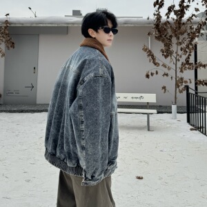 709-MY1815-P145 冬季新款 单人 宽松休闲加绒水洗牛仔外套图片