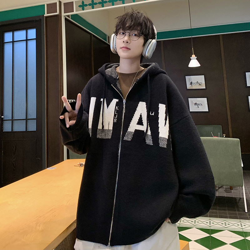 709-MY102-P105春秋情侣毛衣连帽针织衫慵懒风休闲开衫男,男装针织衫/毛衣,星座709
