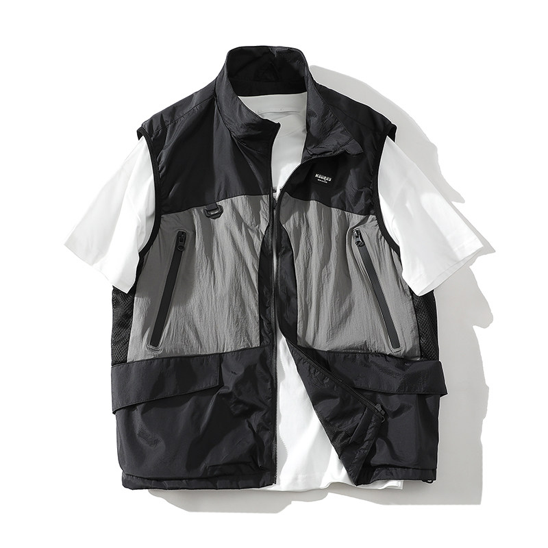 709-MJ101-P80白底春季新款韩系阔版防晒休闲马甲，男装防晒衣，星座709