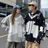 709-MY63-P110春秋连帽休闲假两件扣子袖设计针织毛衣男情侣图，男装针织衫/毛衣，星座709