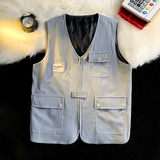 709-MJ19-P65春秋休闲v领复古潮流灯芯绒开衫马甲大码百搭平铺，男装背心/马甲，星座709