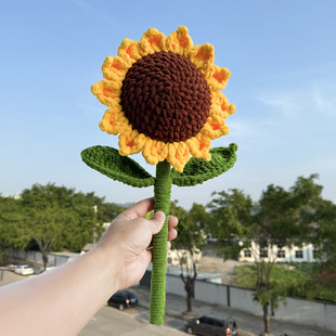 成品巨无霸向日葵花编织手工钩针毛线花束仿真花一举夺魁中高考