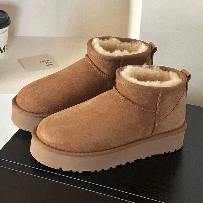 桑坡村羊皮毛一体厚底雪地靴女2025冬季新款棉鞋子真皮真毛周冬雨