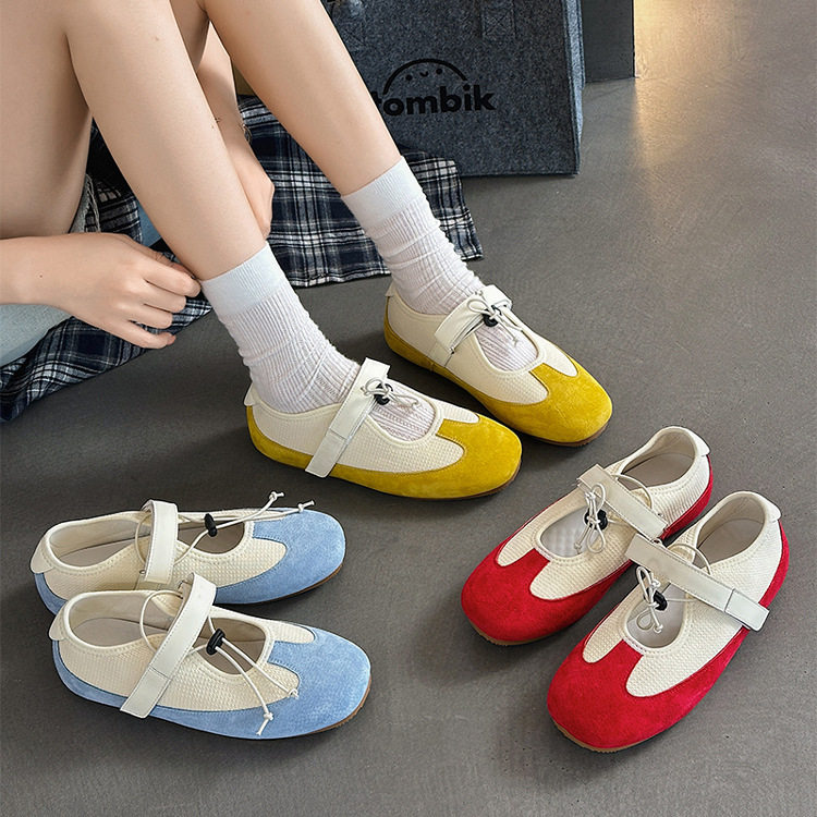 玛丽珍女鞋2025秋冬新款真皮软底芭蕾舞鞋百搭丑萌魔术贴德训女鞋