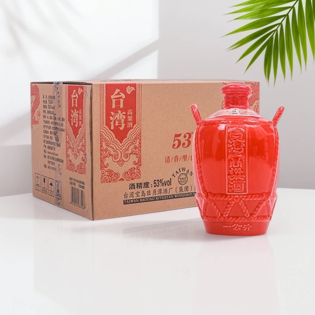 五缘湾台湾高粱酒53度纯粮酒古法精酿清香型白酒红坛礼盒装6L整箱