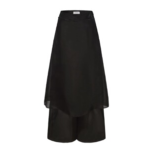 RUOHAN黑色欧根缎裙裤