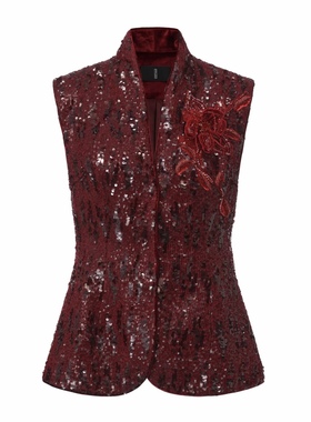 JUNYANG杨君 赤玉垂珠中式立领修身马甲