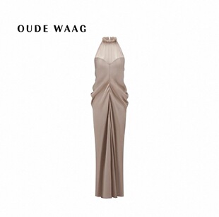 经典 26春夏新款 花边立领雕塑感真丝拼接垂坠连衣裙 WAAG OUDE