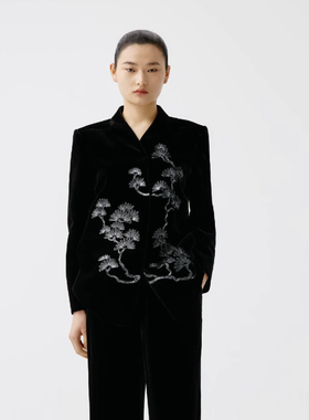 【JOJO官方授权】LAMAISONJADE玉琼2025中式立领提花盘绳丝绒外套