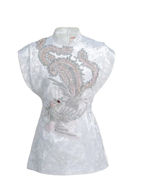 【 官方授权 】 JUNYANG杨君白丝绒凤舞九天马甲