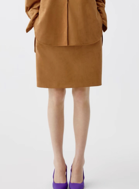 【JOJO官方授权】LAMAISONJADE玉琼2025秋 麂皮绒短款包臀半裙