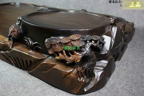 乔迁礼品黑檀木茶盘红木茶池根雕