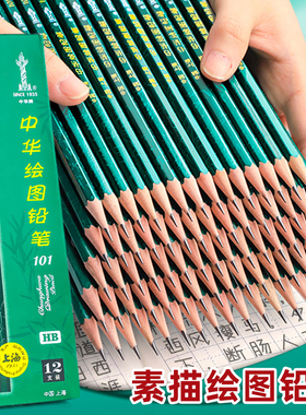 中华牌铅笔学生2b小学生素描2比hb绘画2h美术生考试炭笔软中硬碳
