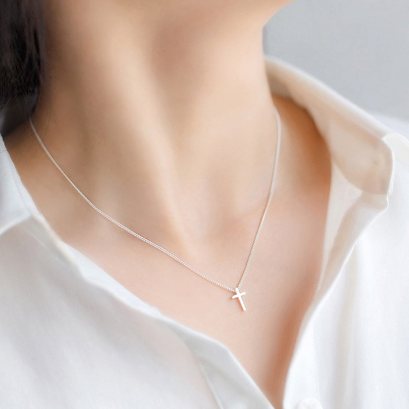s925纯银十字架项链女款2025新款简约小巧迷你银饰吊坠小众锁骨链,饰品/流行首饰/时尚饰品新,项链,淘宝优惠券,粉丝福利购,淘宝优惠卷