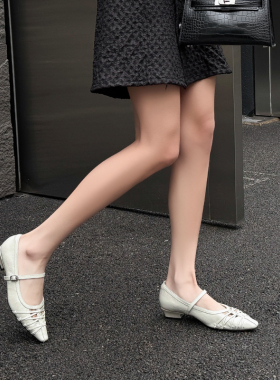 富丽女鞋2026夏季新款镂空玛丽珍鞋女粗跟一字扣带单鞋女125-11