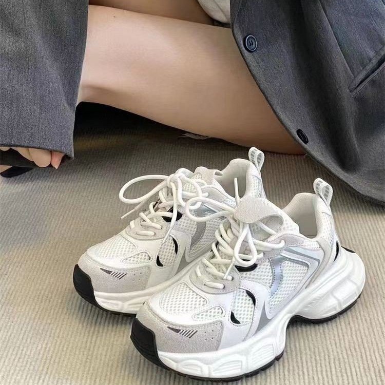 轻便运动跑步鞋女2023春季新款网面校园风阿甘老爹鞋百搭休闲