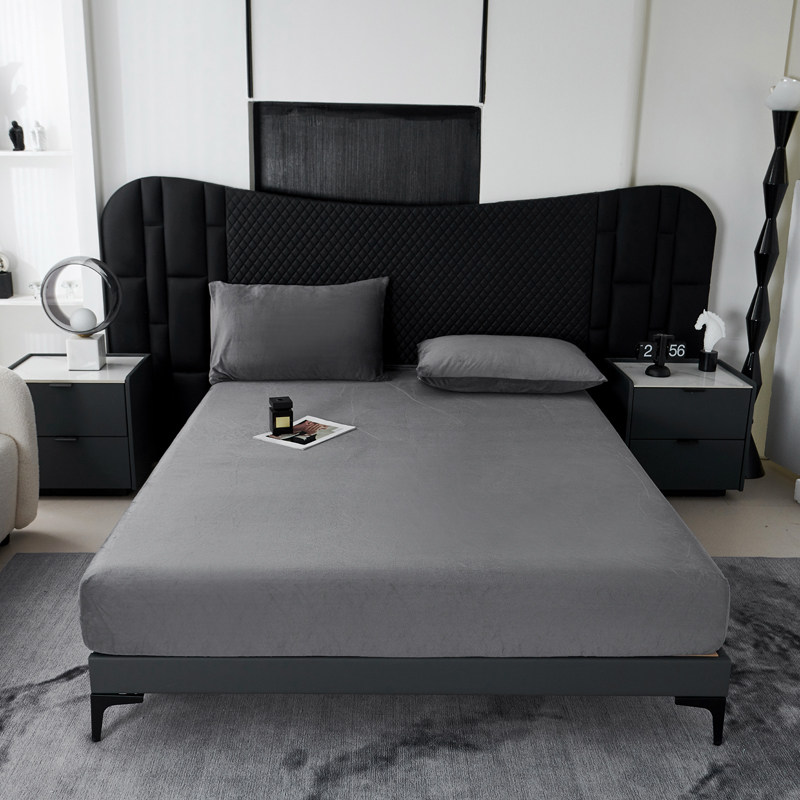 牛奶绒床笠单件冬季加绒床垫保护套床罩珊瑚绒双人防滑全包防尘罩