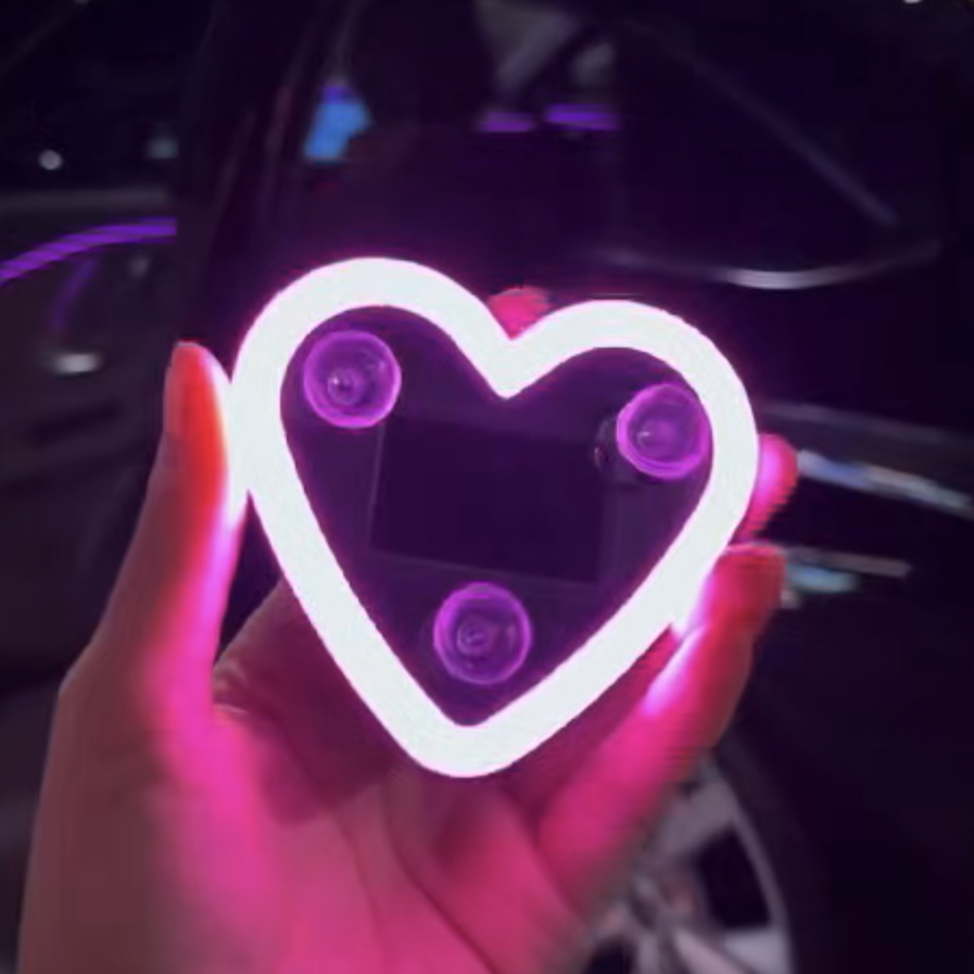 汽车太阳能LED爱心霓虹灯车载无线霓虹发光车内三角窗氛围装饰灯