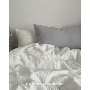 意式极简风纯白女神款纯棉提花床上四件套全棉床单被套床笠款床品