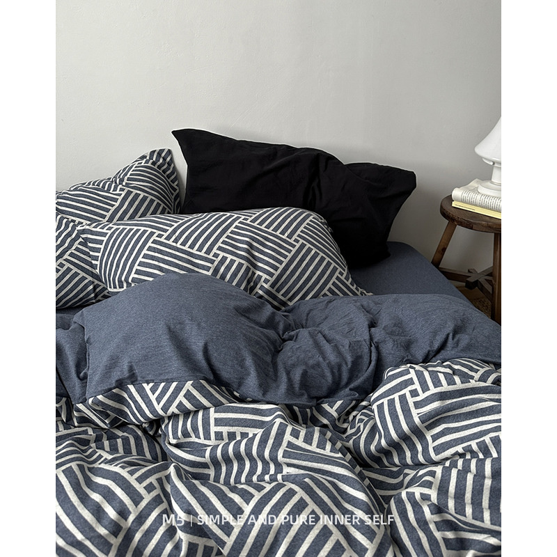 柔软软糯加厚针织棉北欧地中海简约风纯棉全棉床上四件套双人床品