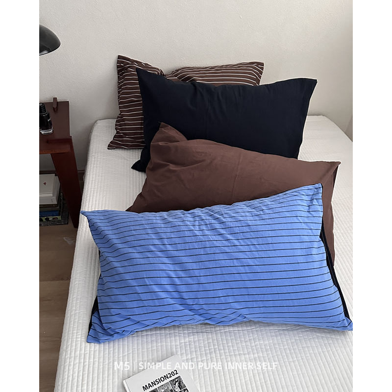 极简风条纹单品搭配纯棉全棉枕套