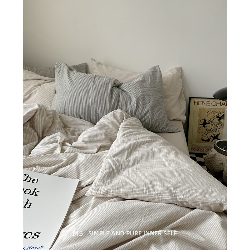 日系简约侘寂风全棉四件套