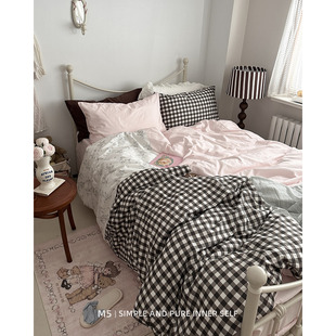 韩式 复古少女100全棉床上四件套纯棉床单被套被罩床笠床品三件套